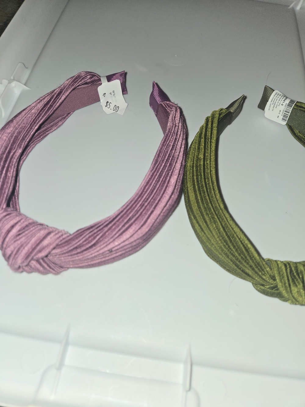 Knot-Front Pleated Fabric Headband - Pink